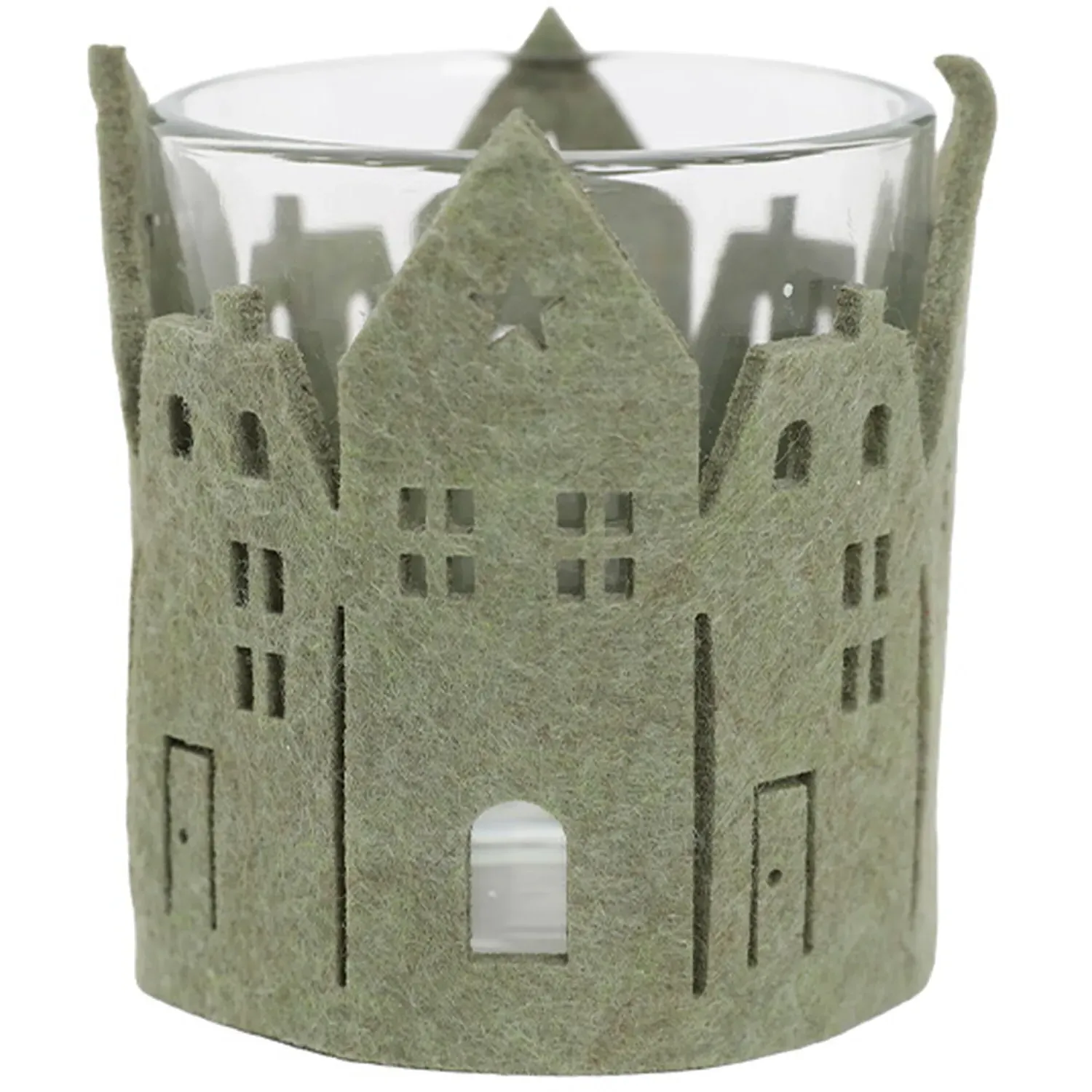 Felt House Scene Candle Holder