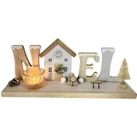 Noel Tea Light Holder - Natural Wood