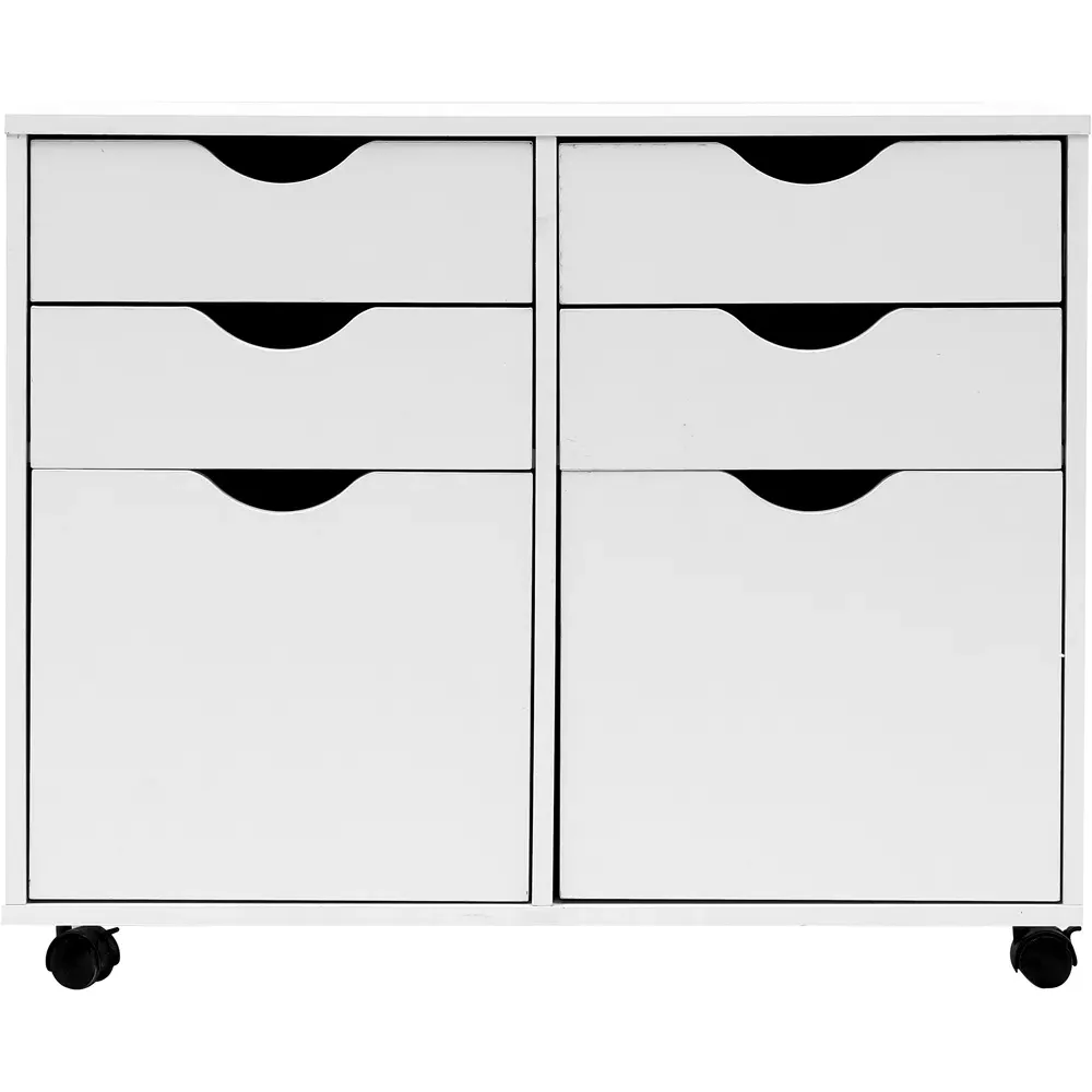 2 Door 4 Drawer Under Desk Storage Cabinet - White
