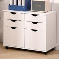 2 Door 4 Drawer Under Desk Storage Cabinet - White