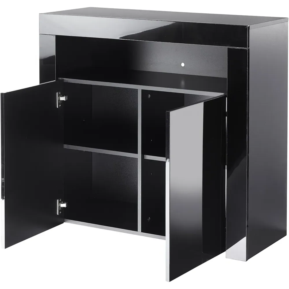 2 Door Buffet Cabinet with LED - Black