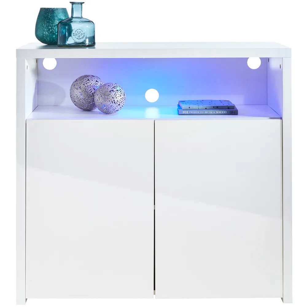 2 Door Buffet Cabinet with LED - White