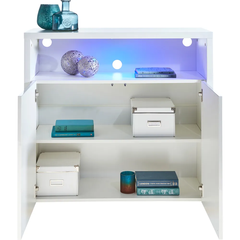 2 Door Buffet Cabinet with LED - White
