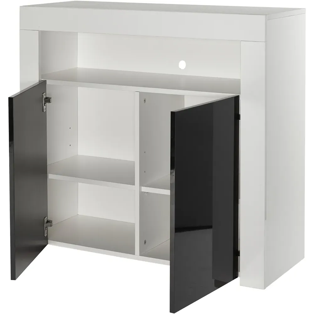2 Door Buffet Cabinet with LED - White, Black