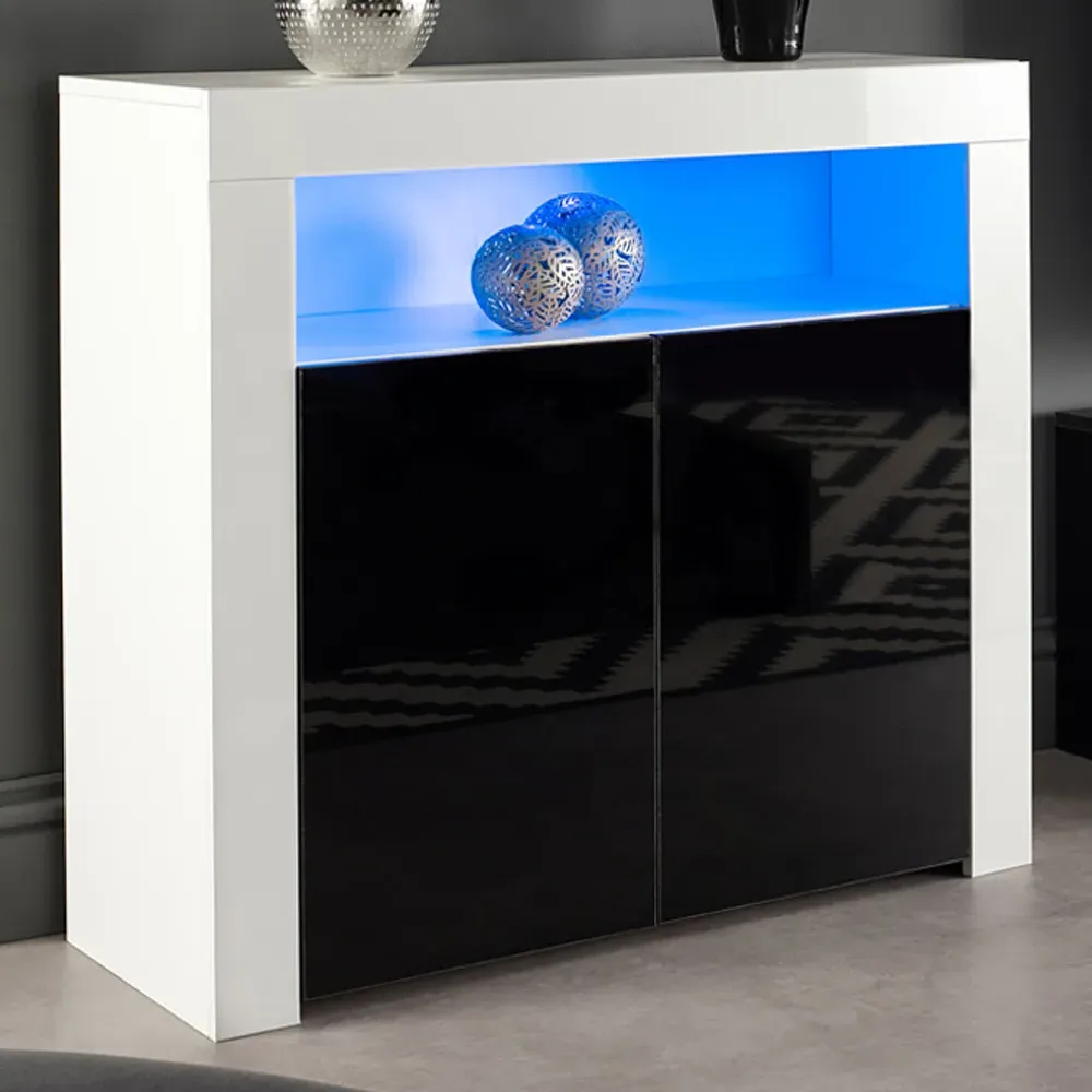 2 Door Buffet Cabinet with LED - White, Black
