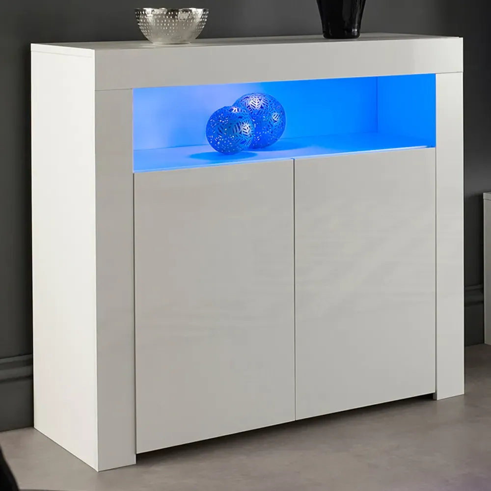 2 Door Buffet Cabinet with LED - White