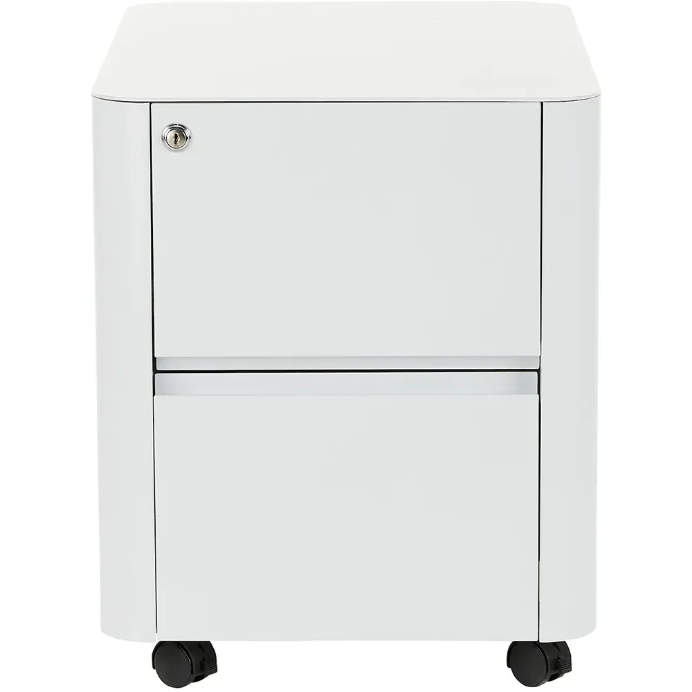 2 Drawer Mobile Pedestal Under Desk Storage Cabinet - White, Metal