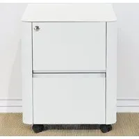 2 Drawer Mobile Pedestal Under Desk Storage Cabinet - White, Metal