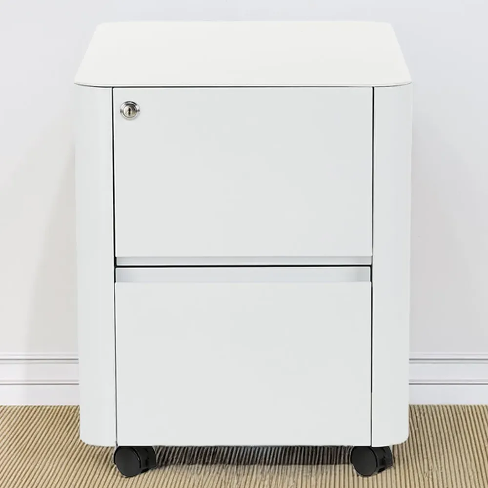 2 Drawer Mobile Pedestal Under Desk Storage Cabinet - White, Metal image
