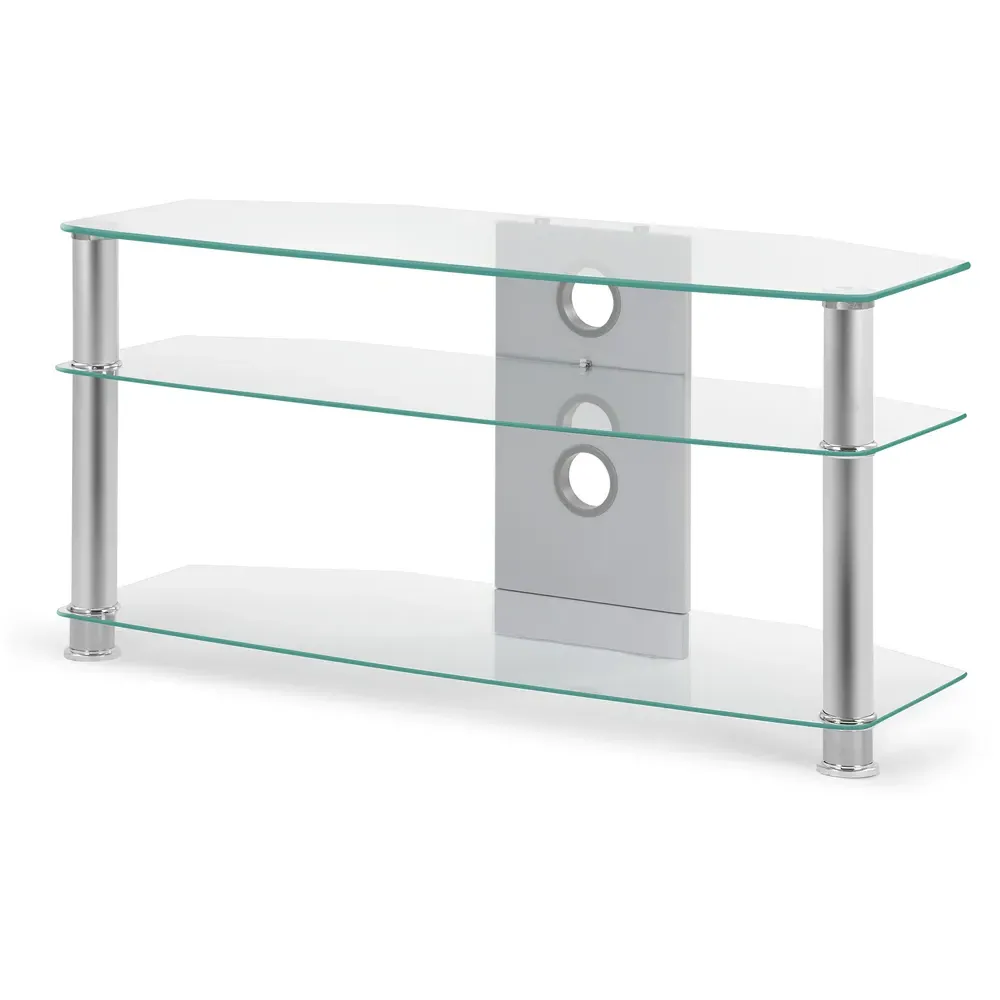 2 Shelf Corner TV Unit - Clear Glass