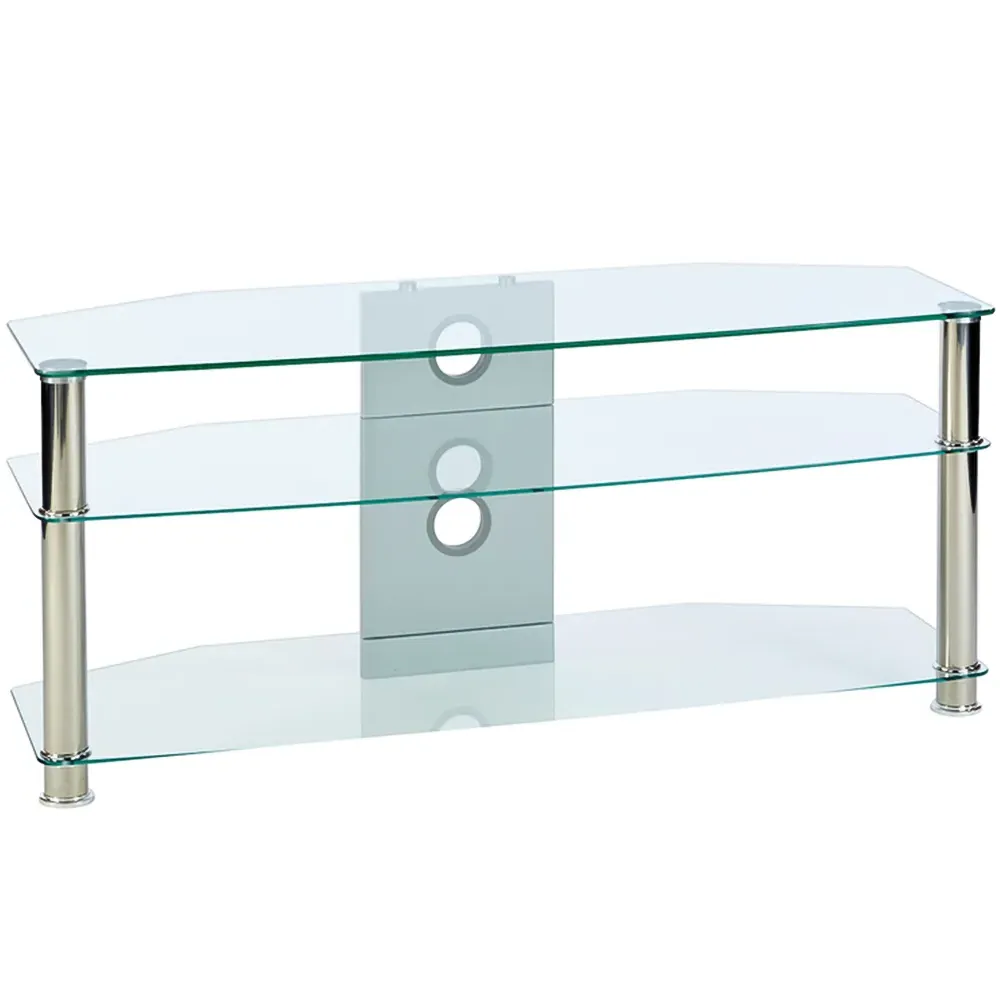 2 Shelf Corner TV Unit - Clear Glass