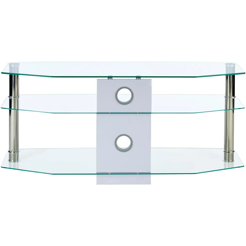 2 Shelf Corner TV Unit - Clear Glass