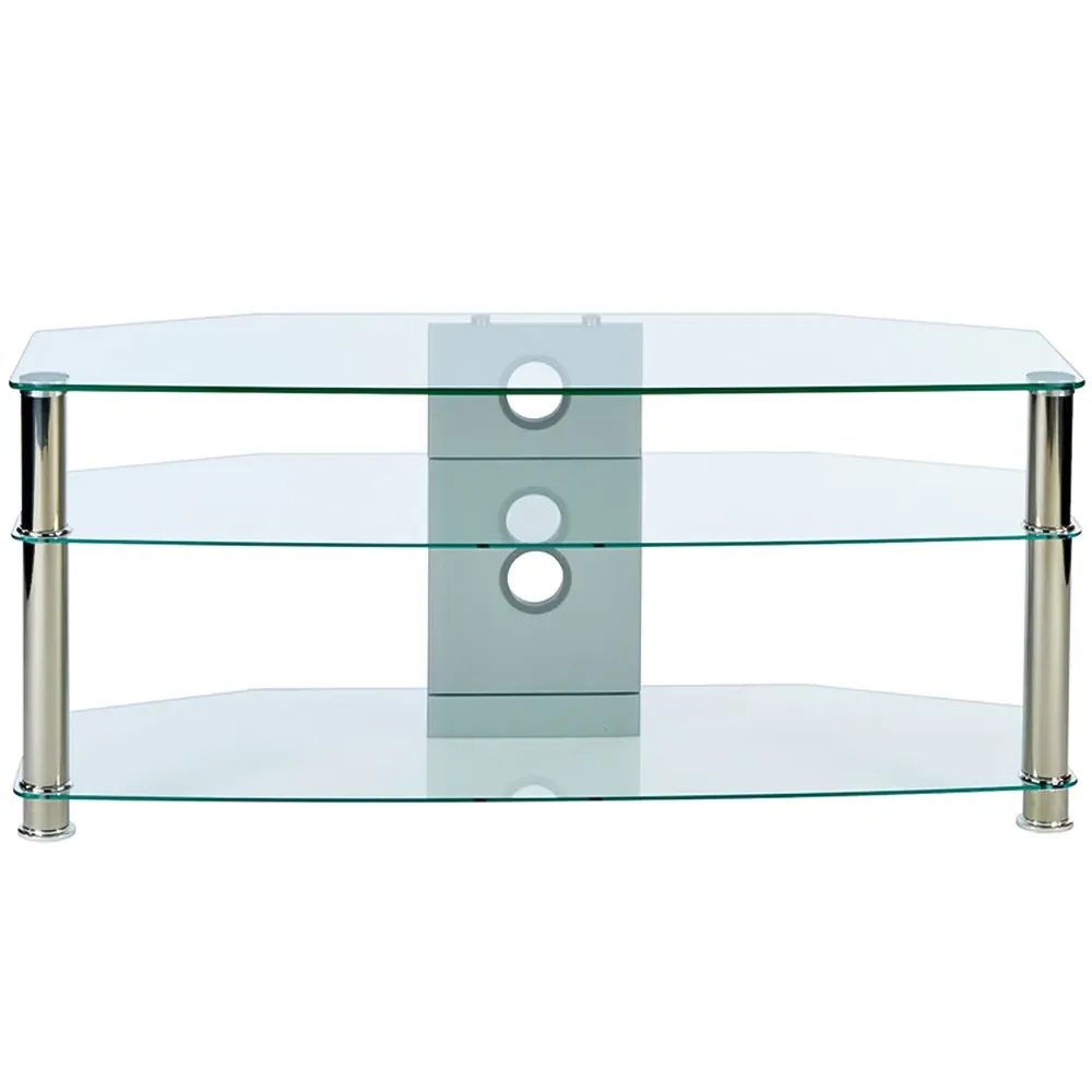2 Shelf Corner TV Unit - Clear Glass