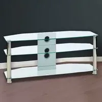 2 Shelf Corner TV Unit - Clear Glass