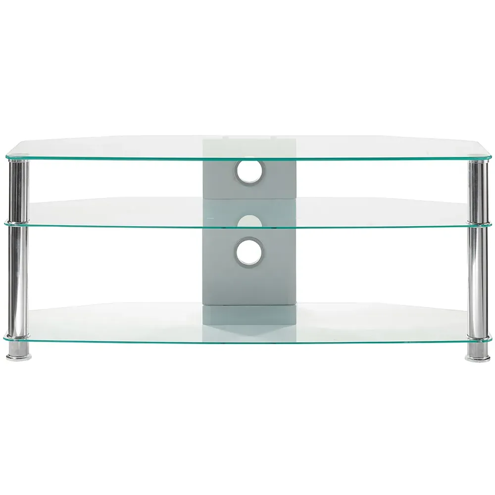 2 Shelf Corner TV Unit - Clear Glass