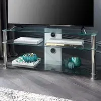 2 Shelf Corner TV Unit - Clear Glass