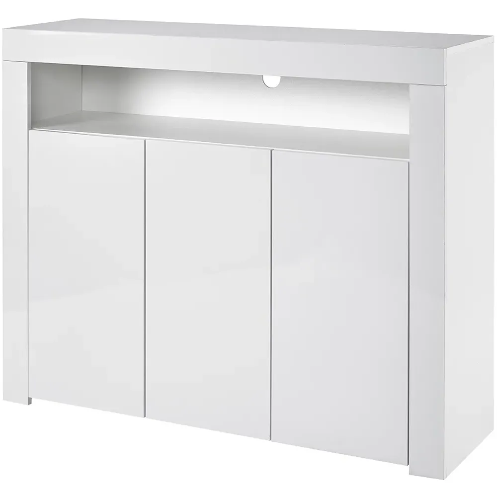3 Door Buffet Cabinet with LED - White