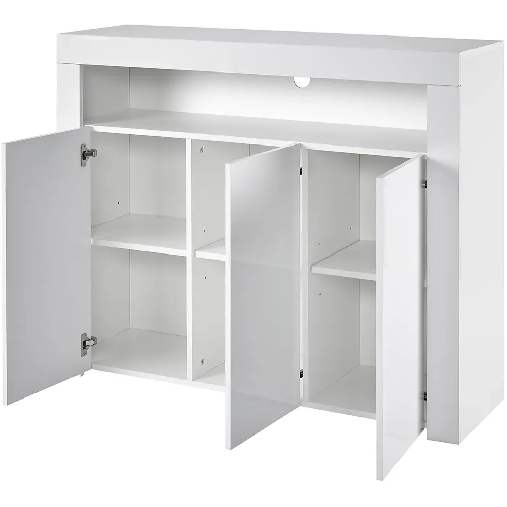 3 Door Buffet Cabinet with LED - White