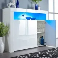 3 Door Buffet Cabinet with LED - White