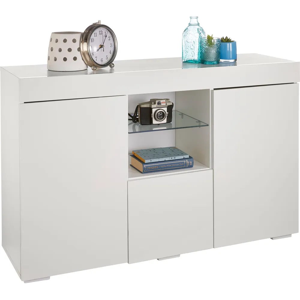 3 Door Buffet Cabinet with LED - White