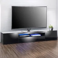 3 Door TV Unit with Storage - Black