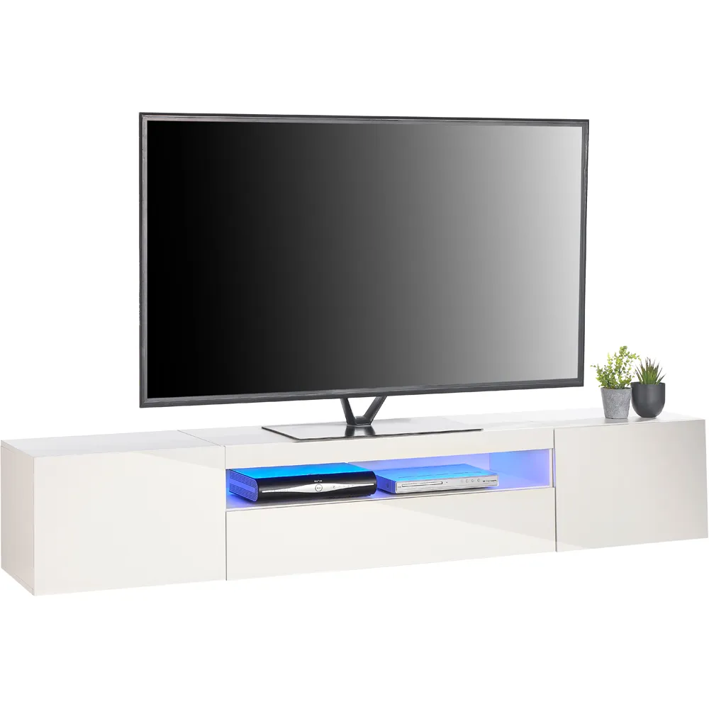 3 Door TV Unit with Storage - White