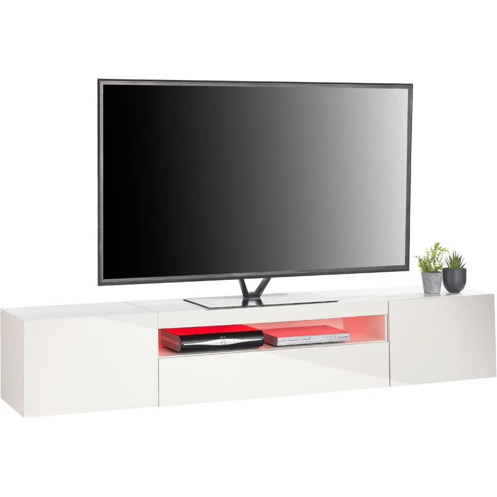 3 Door TV Unit with Storage - White
