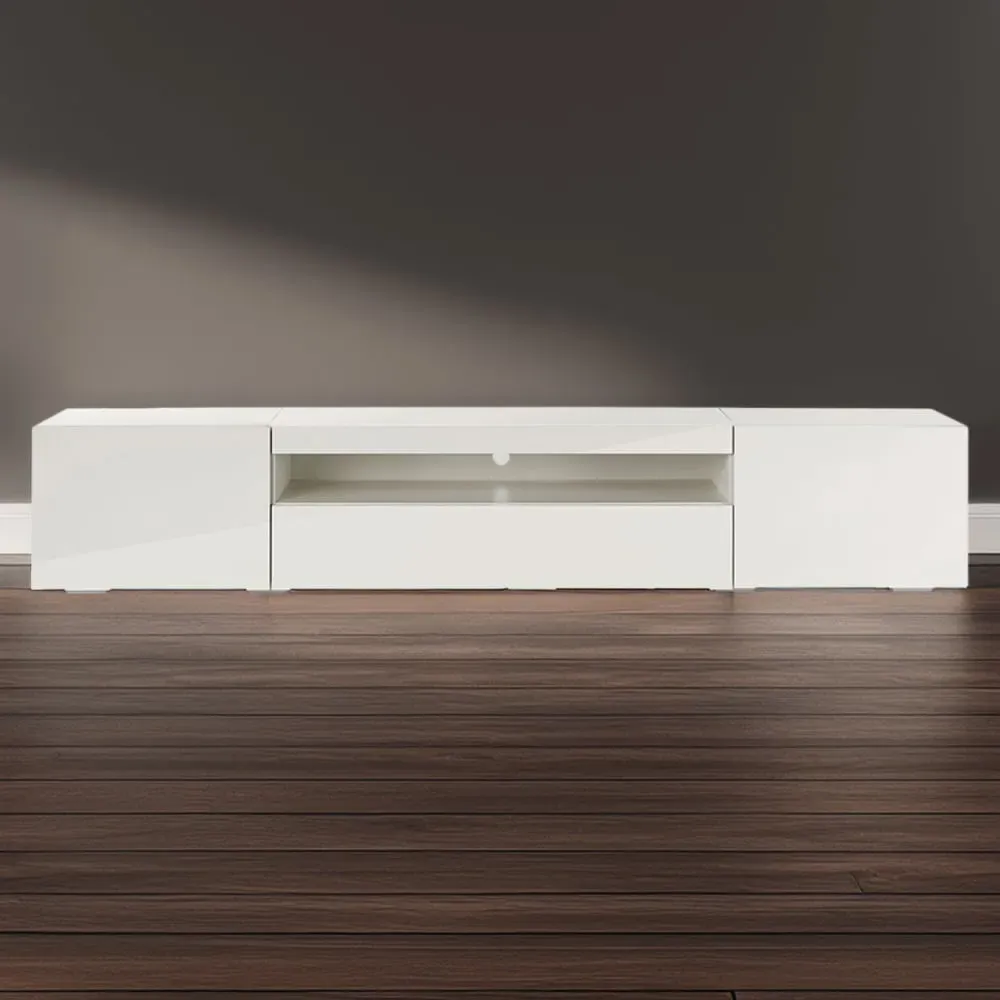 3 Door TV Unit with Storage - White