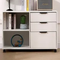 3 Drawer 2 Shelf Under Desk Storage Cabinet - White