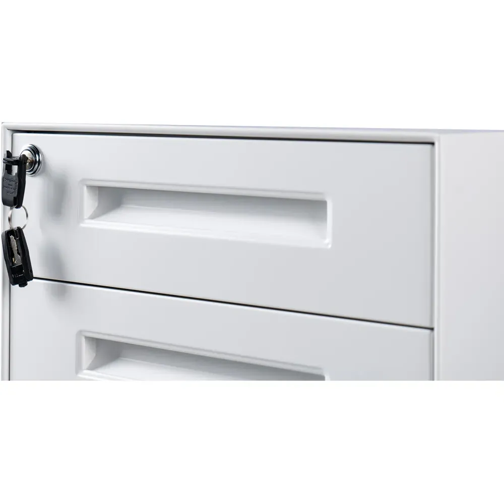 3 Drawer Mobile Pedestal Under Desk Storage Cabinet - White, Metal