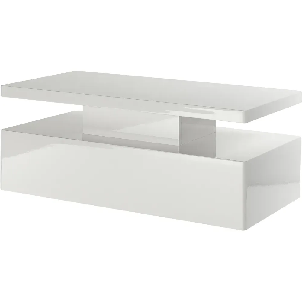 Rectangle Coffee Table with LED Lights - White