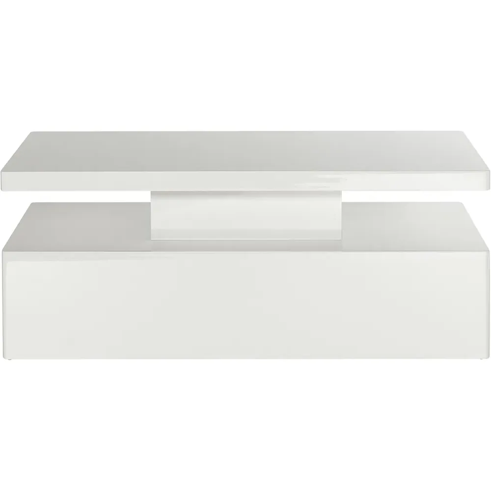Rectangle Coffee Table with LED Lights - White