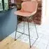 Retro Bar Stool Set of 2 with Sleigh Legs - Tan, PU Leather