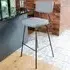 Retro Bar Stool Set of 2 with Steel Frame - Grey, PU Leather