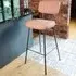Retro Bar Stool Set of 2 with Steel Frame - Tan, PU Leather