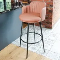 Retro Swivel Bar Stool with Footrest Set of 2 - Tan, PU Leather