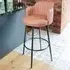 Retro Swivel Bar Stool with Footrest Set of 2 - Tan, PU Leather