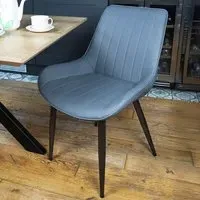 Set of 2 Bucket Style Dining Chairs - Grey, Fabric