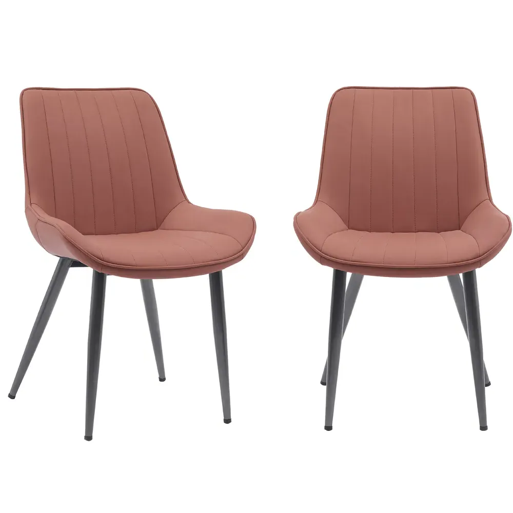 Set of 2 Bucket Style Dining Chairs - Tan, Fabric