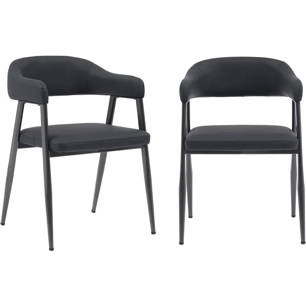 Set of 2 Wrap Around Vintage Dining Chairs - Black