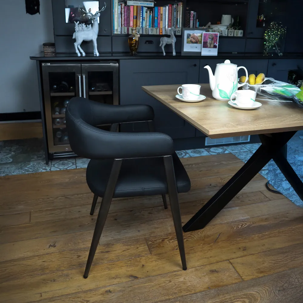 Set of 2 Wrap Around Vintage Dining Chairs - Black