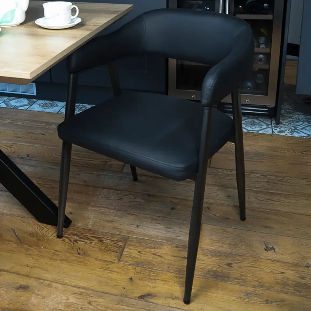 Set of 2 Wrap Around Vintage Dining Chairs - Black image