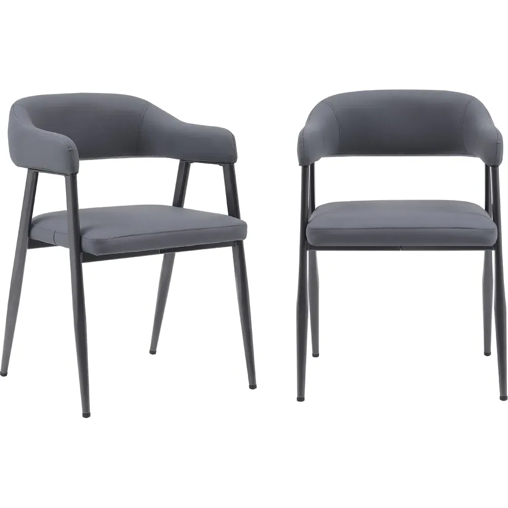 Set of 2 Wrap Around Vintage Dining Chairs - Grey