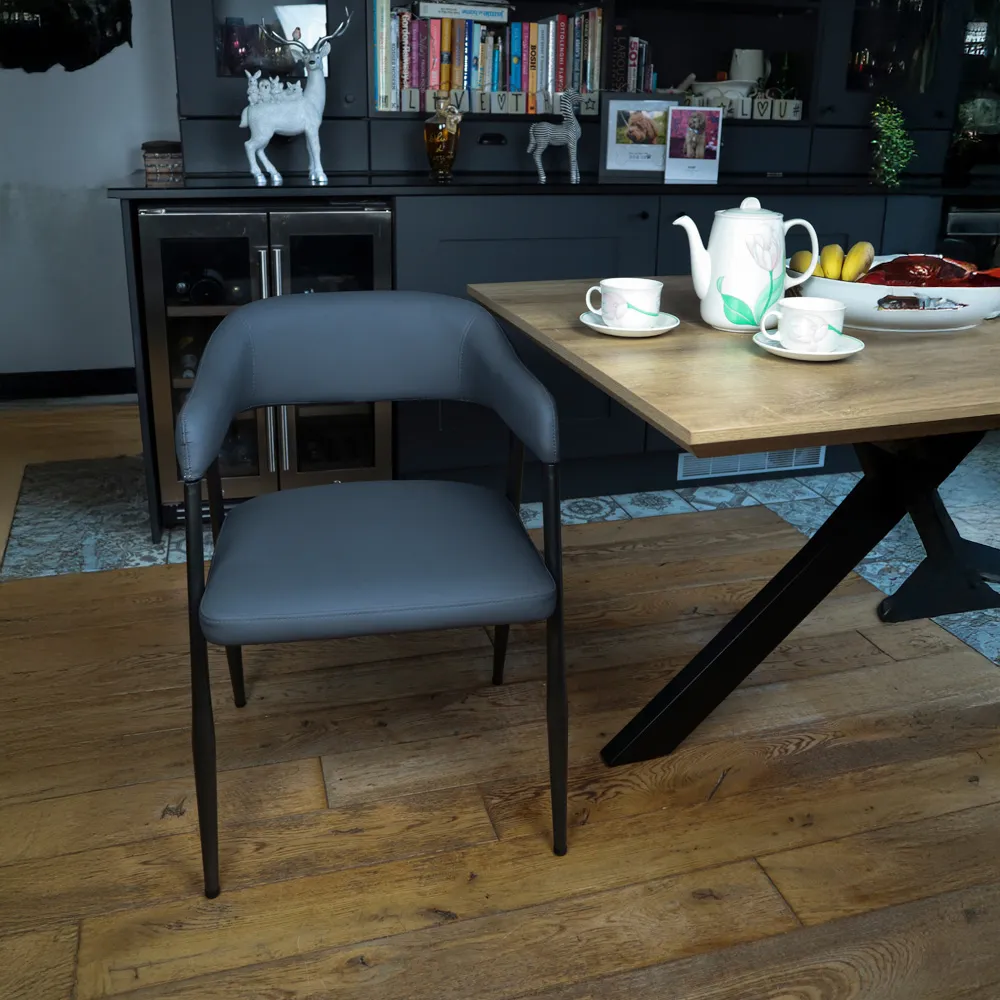 Set of 2 Wrap Around Vintage Dining Chairs - Grey