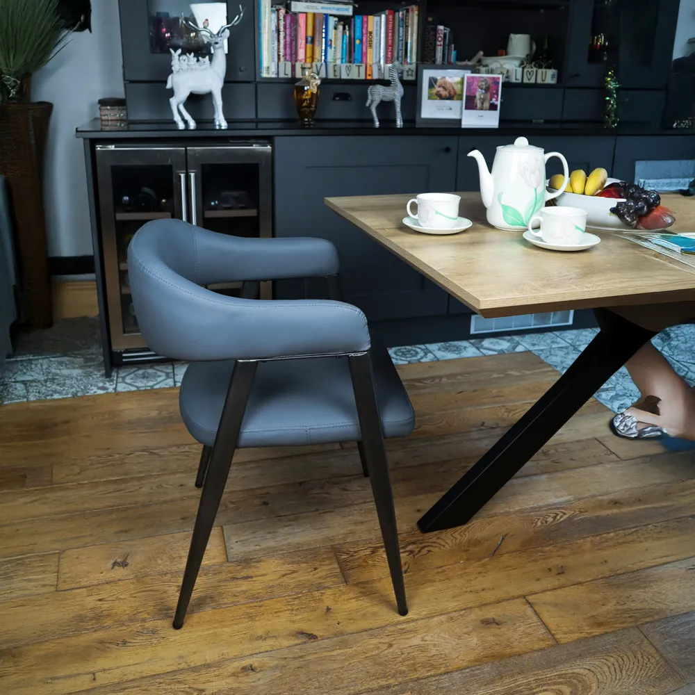 Set of 2 Wrap Around Vintage Dining Chairs - Grey