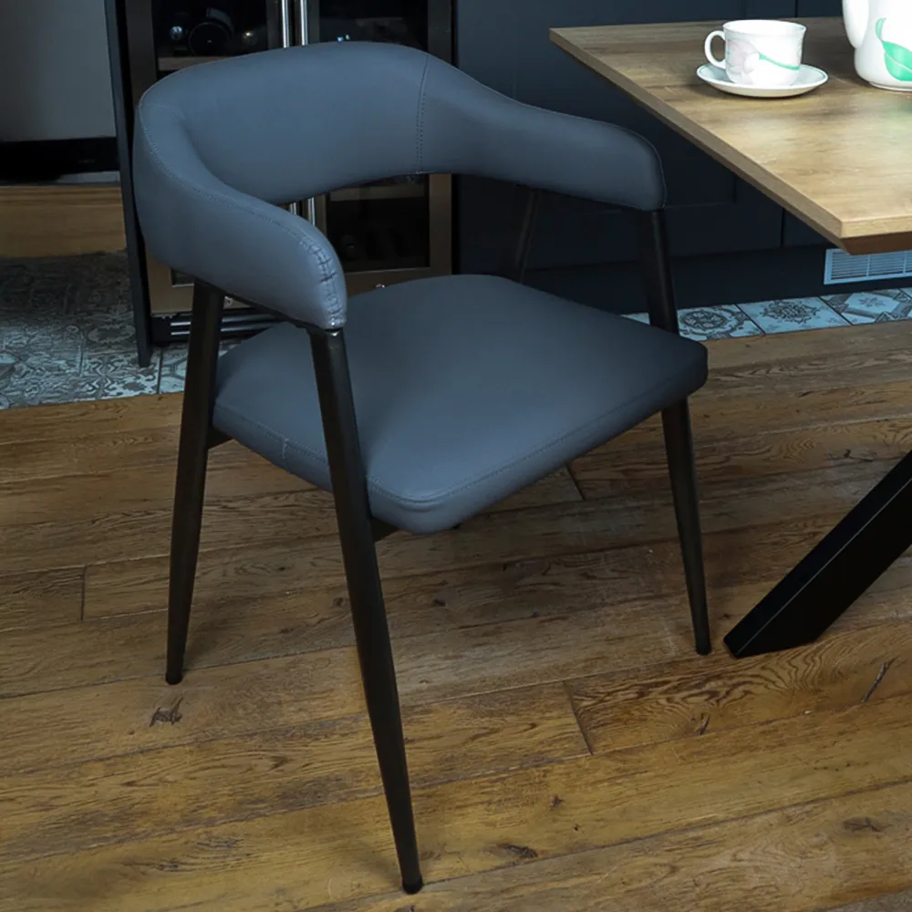 Set of 2 Wrap Around Vintage Dining Chairs - Grey