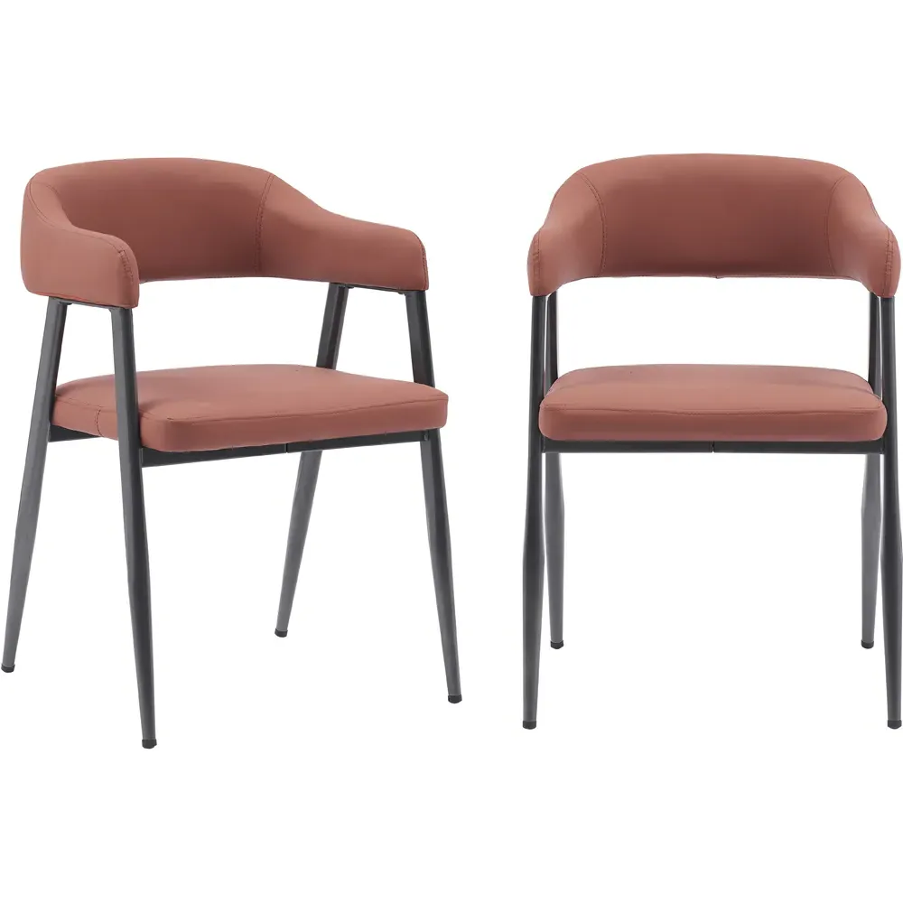 Set of 2 Wrap Around Vintage Dining Chairs - Tan