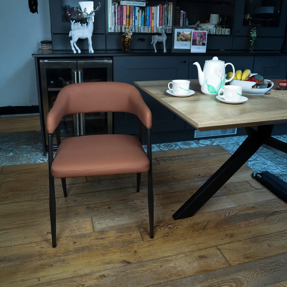 Set of 2 Wrap Around Vintage Dining Chairs - Tan