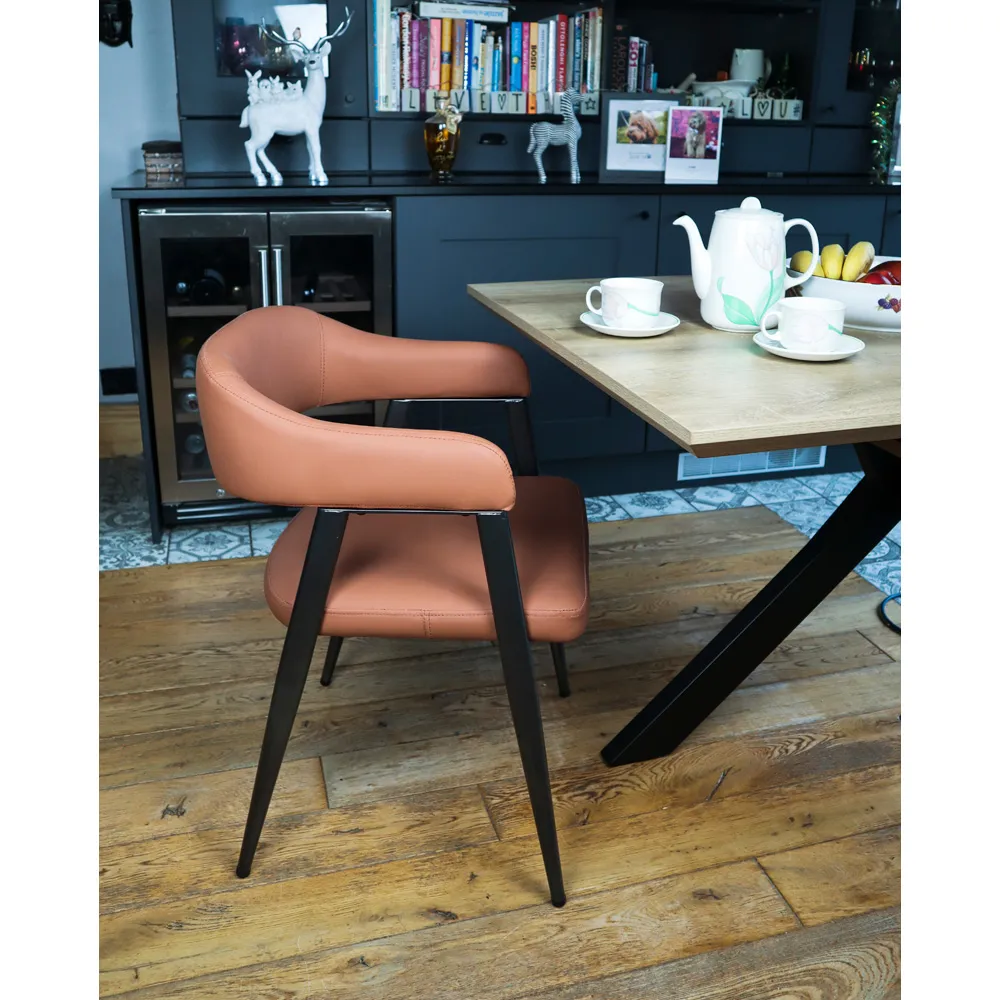 Set of 2 Wrap Around Vintage Dining Chairs - Tan