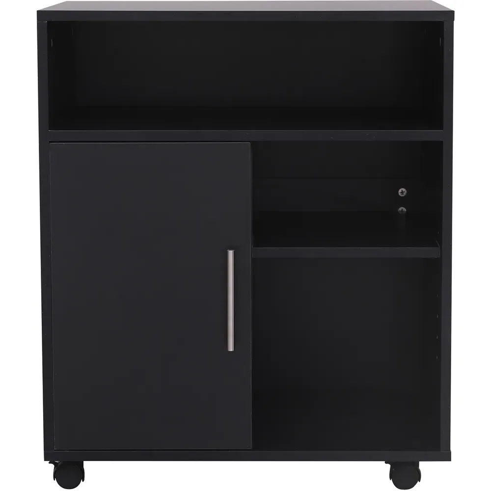 Single Door 3 Shelf Printer Cabinet - Black, MDF